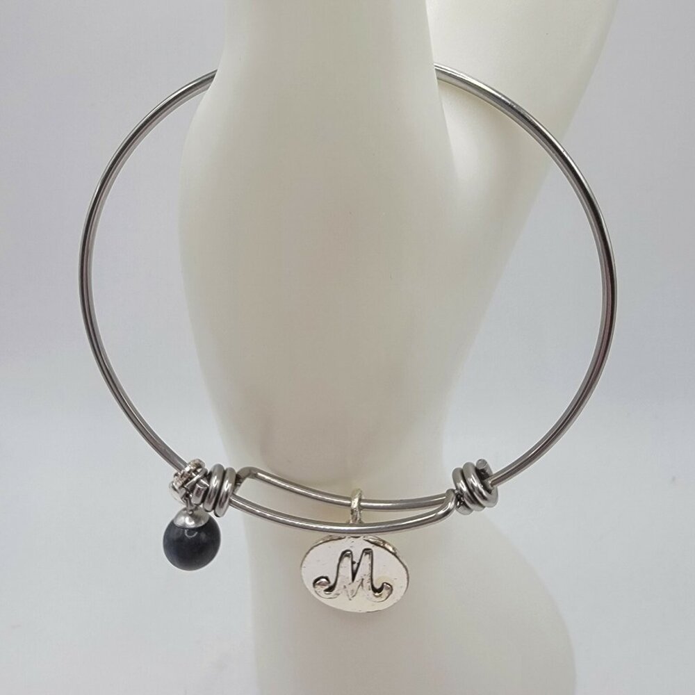 Silver‎ Tone M or W adjustable bracelet with additional charms fashion bracelet